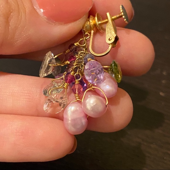 Semiprecious Stone Multicolor Drop Earrings - Picture 5 of 5